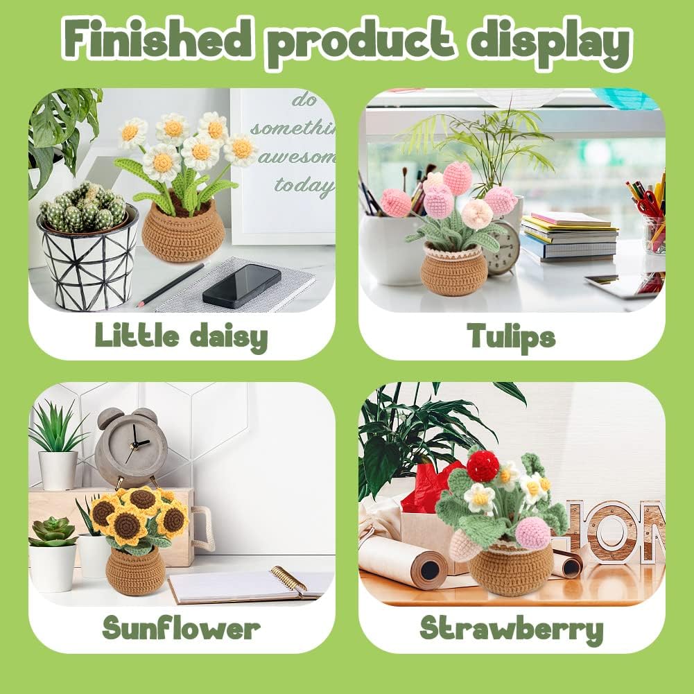 kgxulr Crochet Kit. Tulip Crochet Kit for Beginners. Knitting Kit | Beginner Crochet Kit. Crochet Flower Kit with Step-By-Step Video Tutorials. Beginner Crochet Kit for Adults - Image 7